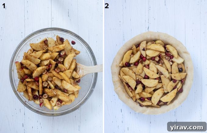 Prepare apple cranberry pie filling