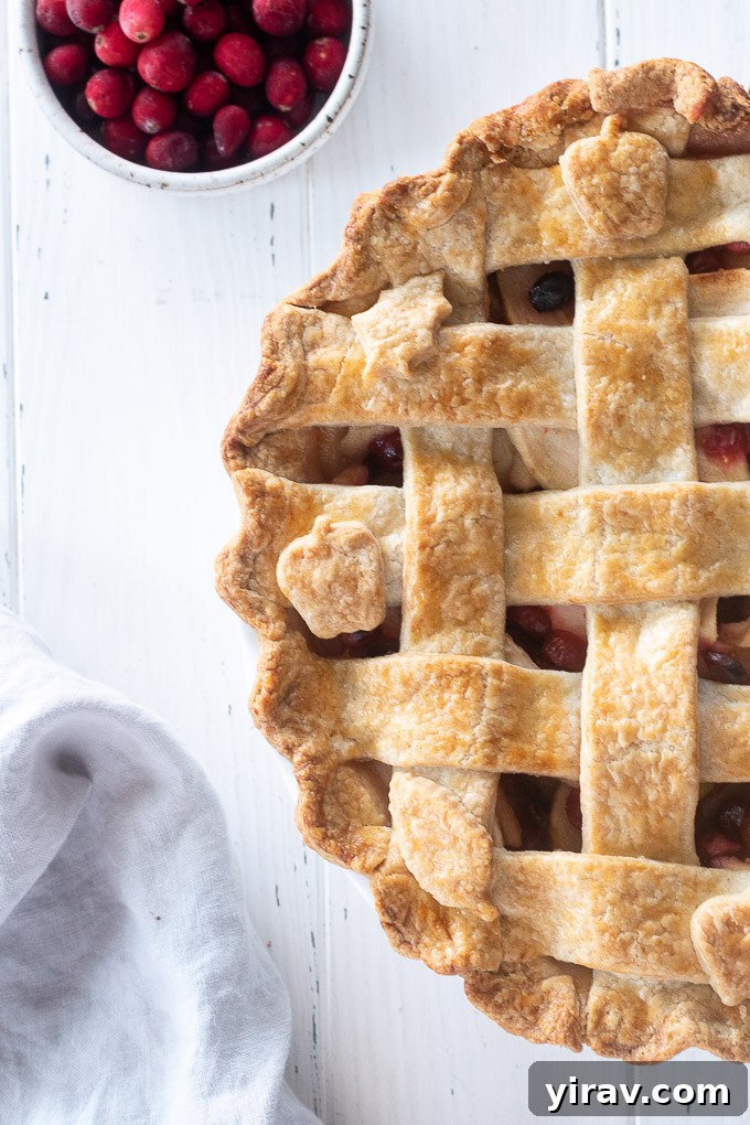 Apple cranberry pie with lattice pie crust
