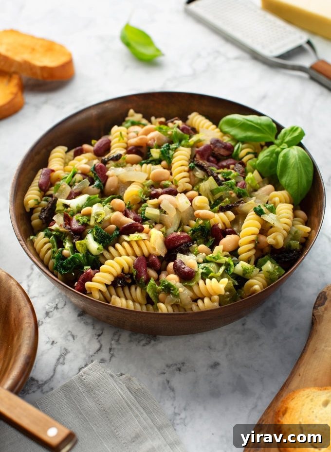 Pasta with Escarole and Two Beans, a vegan Italian dish