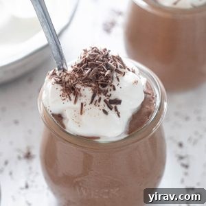 Easy Chocolate Mousse in a jar with whipped cream