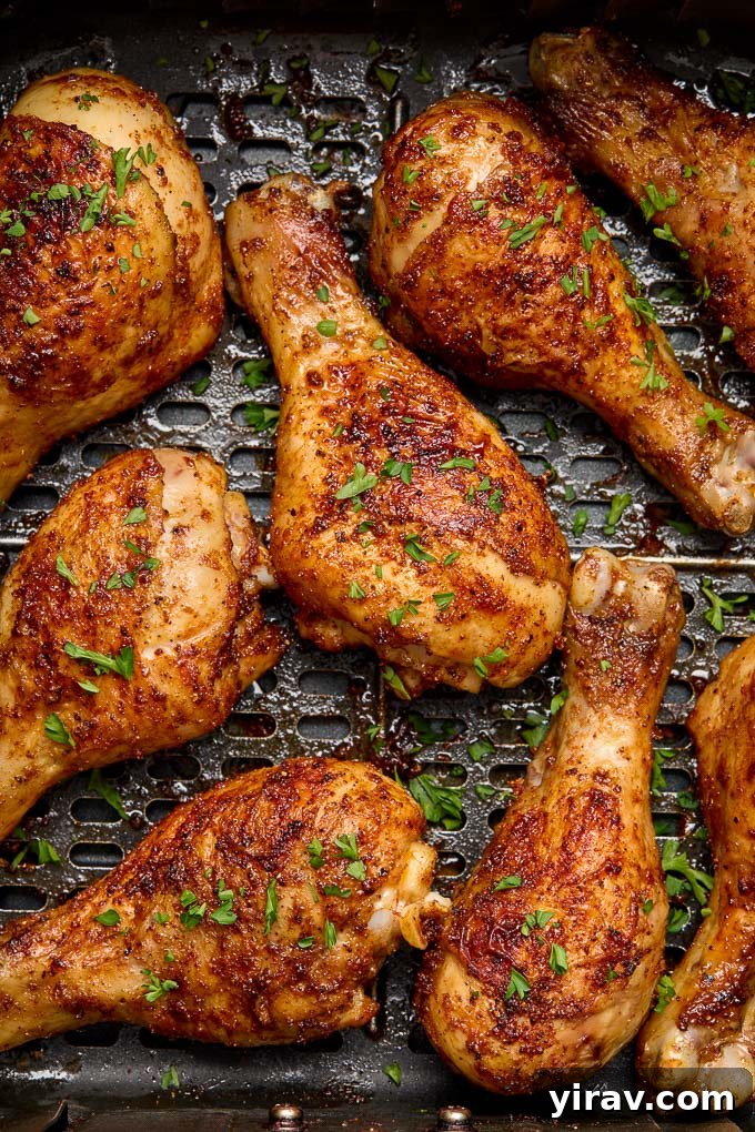 Drumsticks in air fryer with parsley