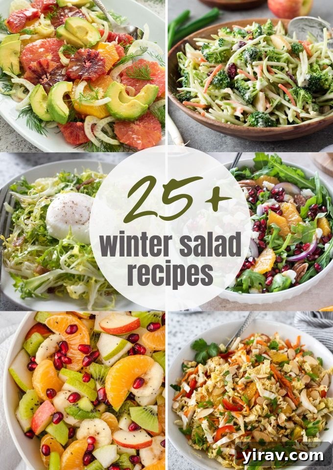 Winter Salad Recipes long collage pin