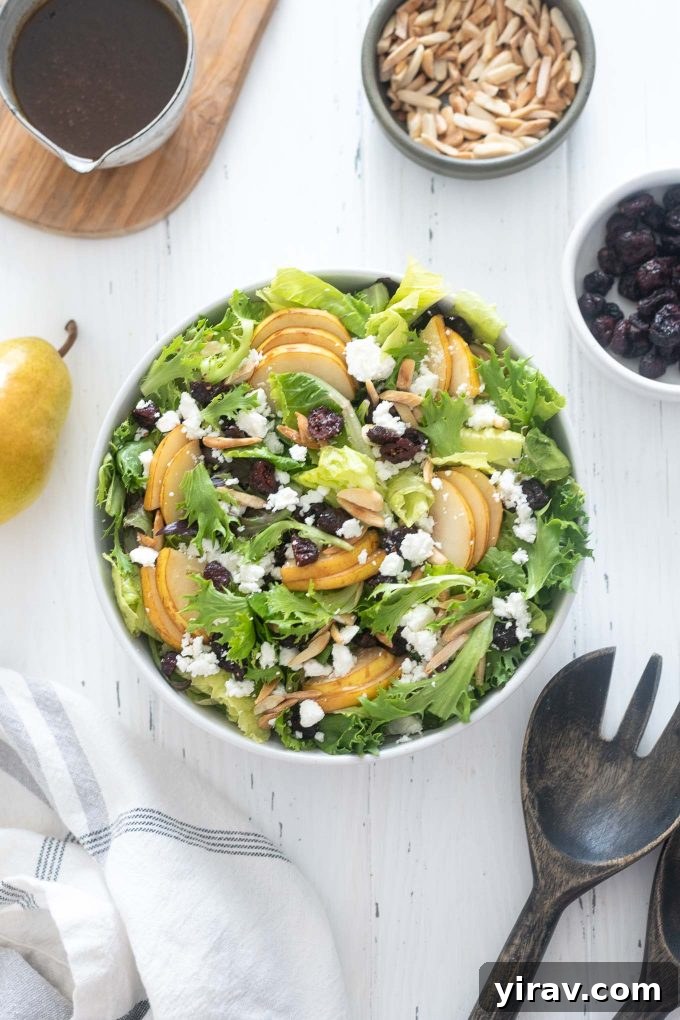 Pear Salad with feta and cranberries