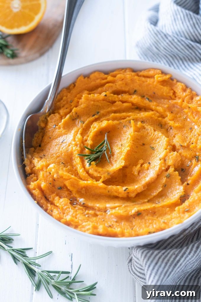 25+ Effortless Instant Pot Meals 13 Mashed sweet potatoes in a serving bowl
