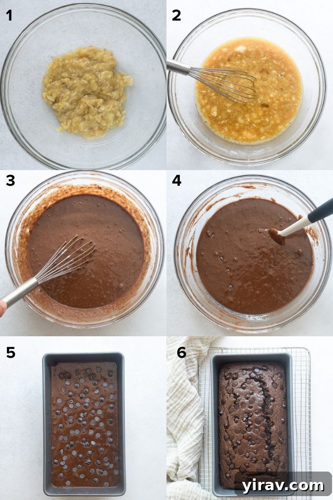 How to make double chocolate banana bread step by step