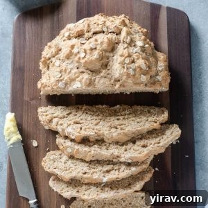 Irish brown bread sliced on a cutting board