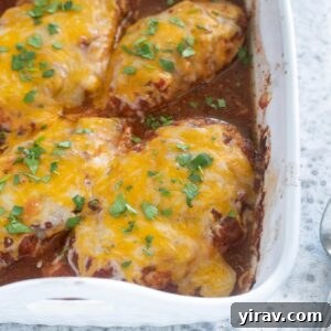 Baked salsa chicken with cheese and cilantro
