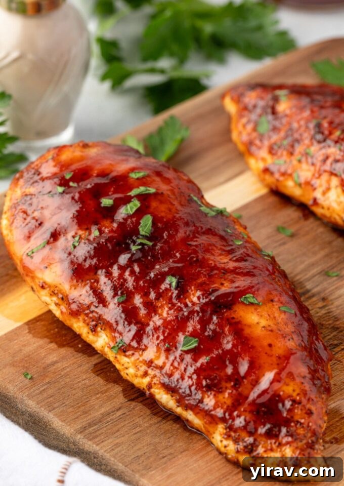Air fryer bbq chicken breast on a cutting board