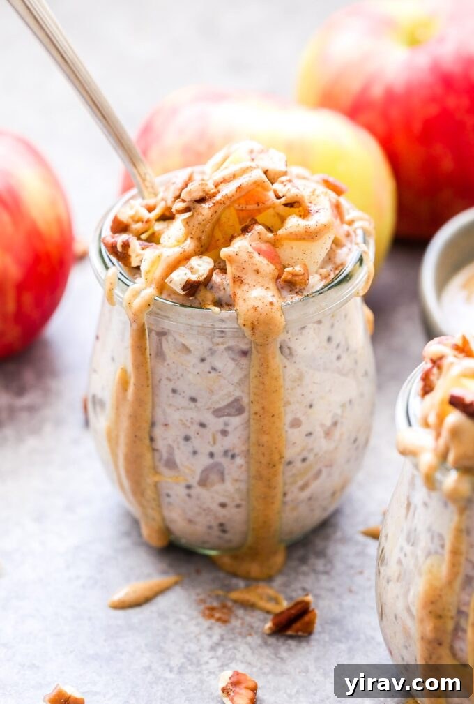 Apple cinnamon overnight oats in a jar