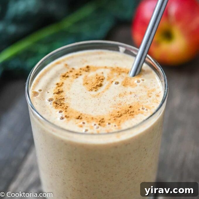 Apple oat smoothie in a glass