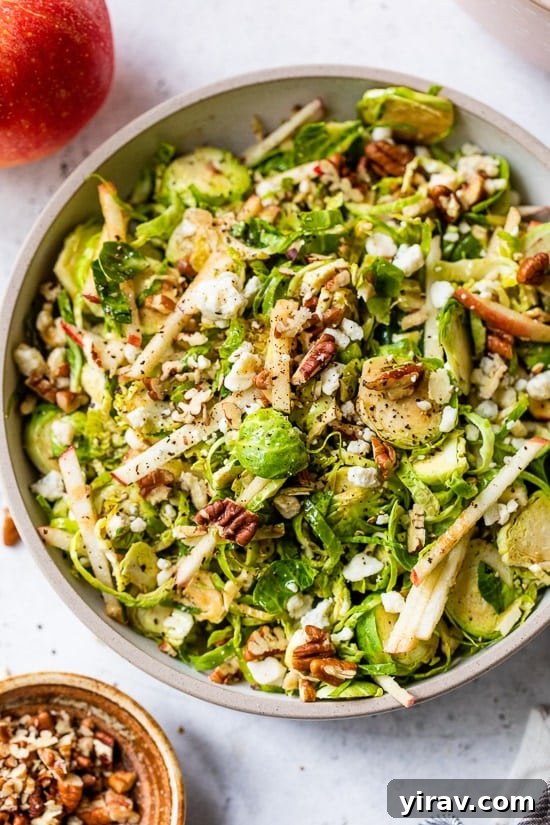 Fall Brussels Sprout Salad with Apples, Pecans, and Blue Cheese