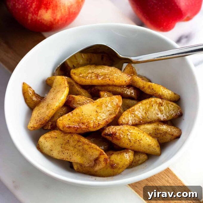 Warm gooey spiced air fryer apples