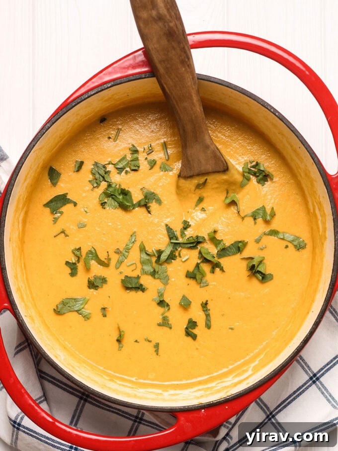 Rustic bowl of roasted carrot and parsnip soup