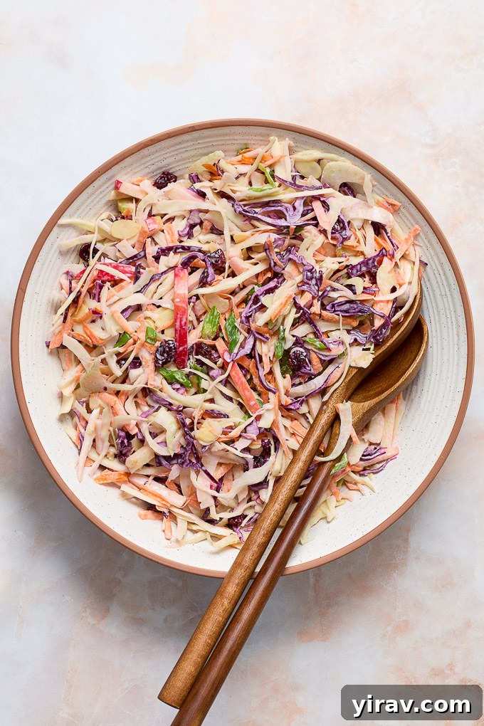 Bright Apple Fennel Slaw 6 Finished Apple Fennel Slaw in a beautiful serving bowl, garnished and ready for guests.