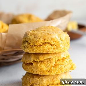 Stack of sweet potato biscuits, a delicious fall treat.