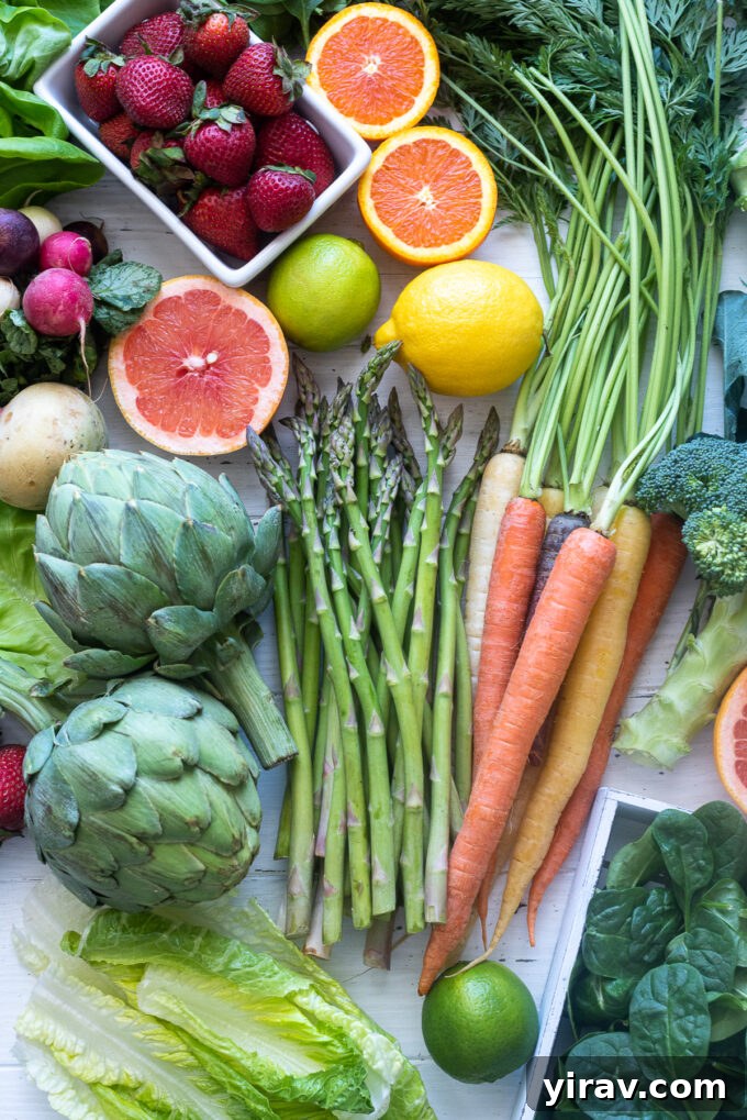 April seasonal fruits and vegetables.