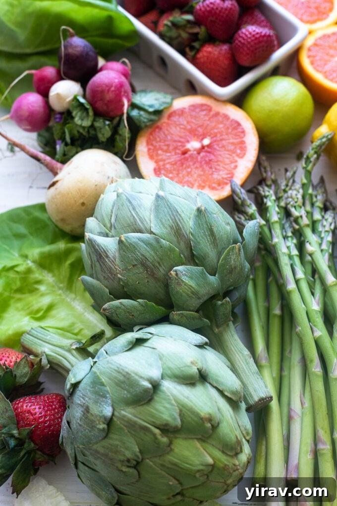 April fruits and vegetables.