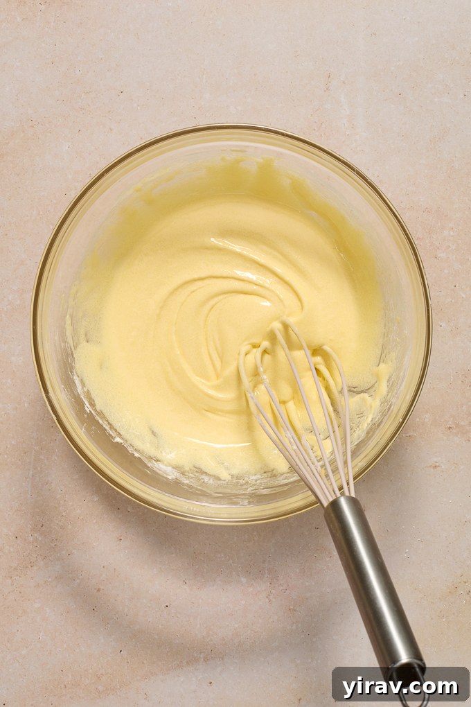 Egg yolk-sugar mixture with cornstarch for pastry cream.