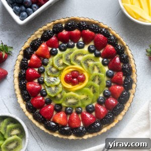 Classic French fruit tart glazed with apricot jelly.
