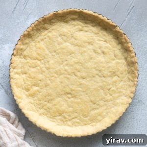 Buttery Sweet Tart Dough 13 Pate sucree in a tart pan.