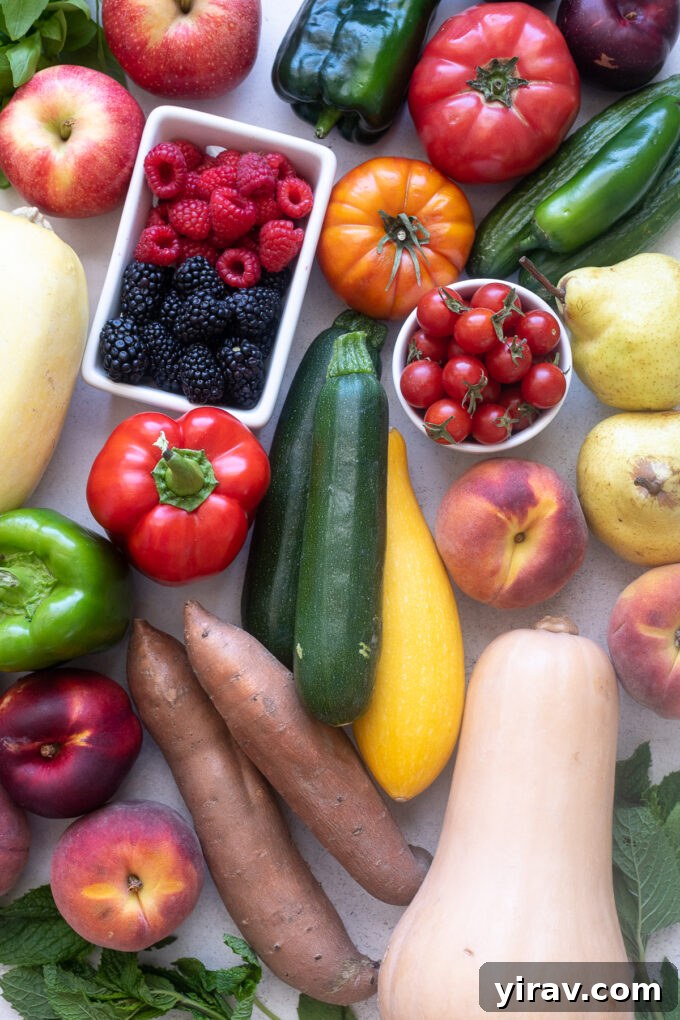 September seasonal produce including zucchini, sweet potatoes, and more.