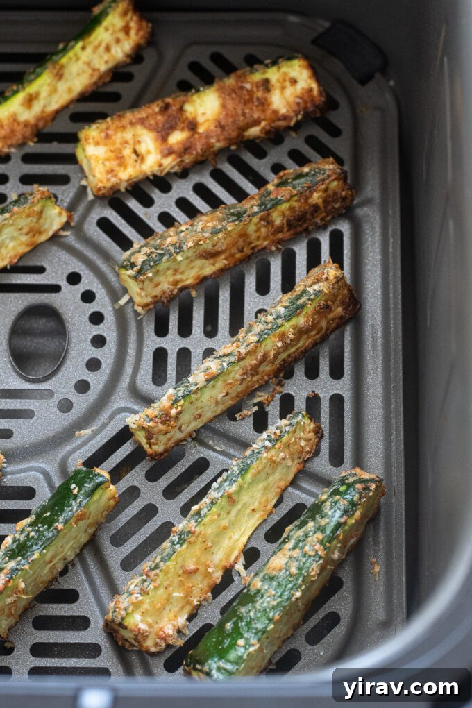 Crispy Air Fried Zucchini Sticks 9 Crispy zucchini fries in the air fryer.