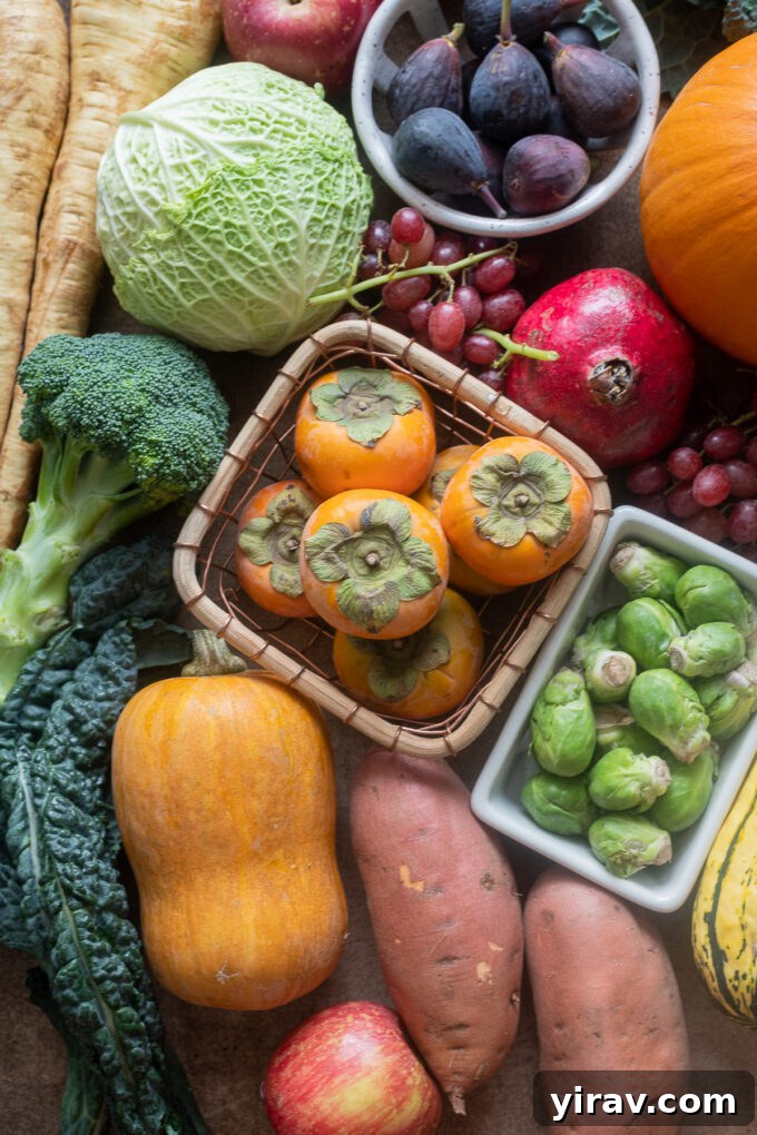 Fruits and vegetables included in October seasonal produce guide.