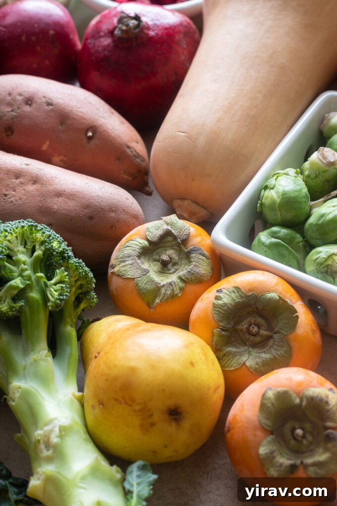 Fruits and vegetables in season in November.