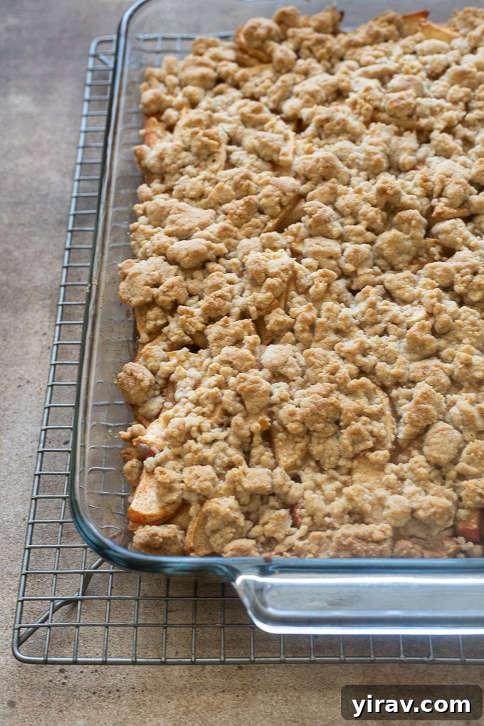 Golden Crumb Apple Pie Bars 8 Apple pie bars baked in 13x9" baking dish.