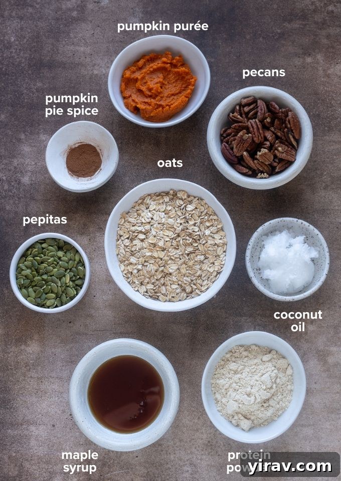 Pumpkin protein granola recipe ingredients.