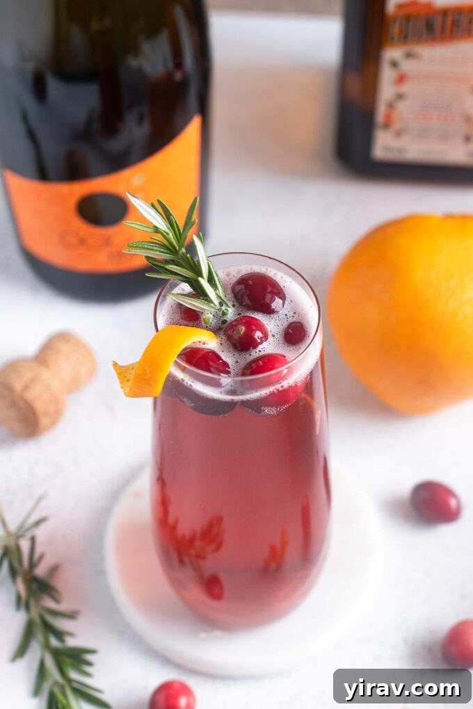 Poinsettia drinks with cranberry juice, Cointreau and champagne or prosecco.