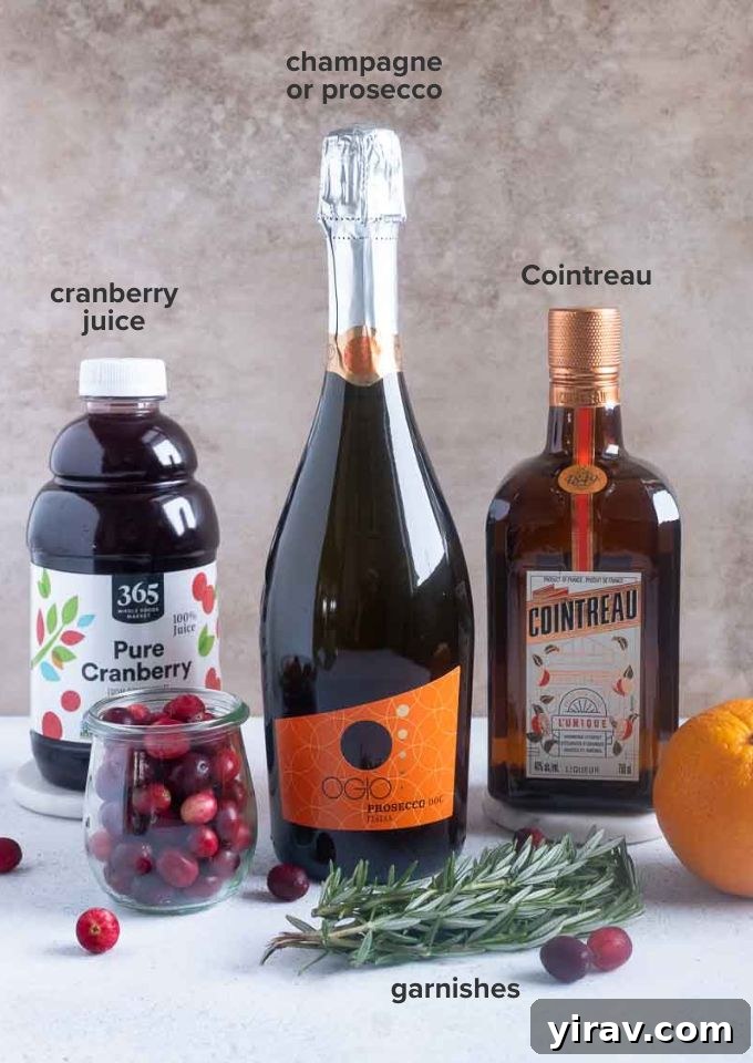 Poinsettia drinks recipe ingredients.