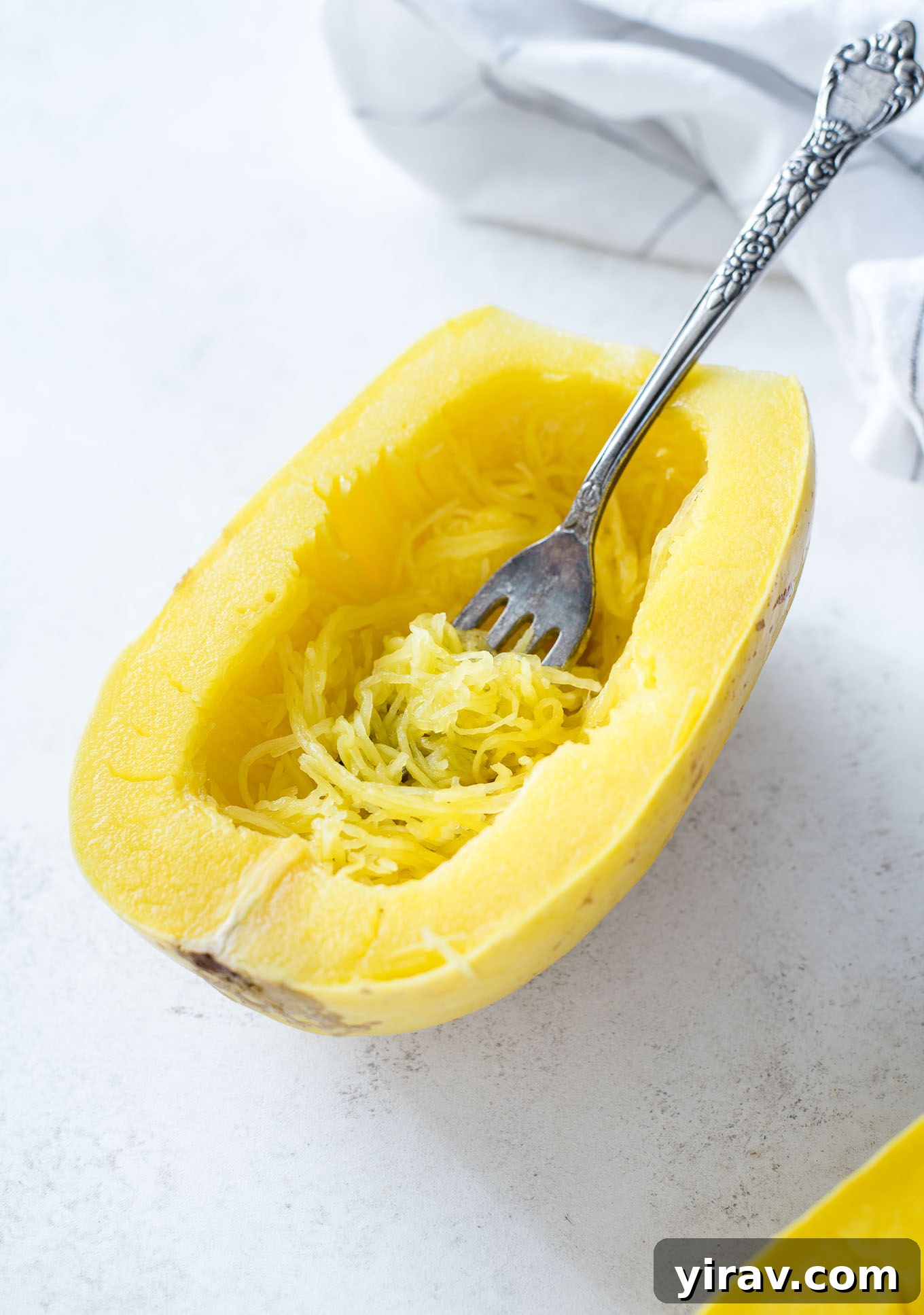 Fork shredding spaghetti squash