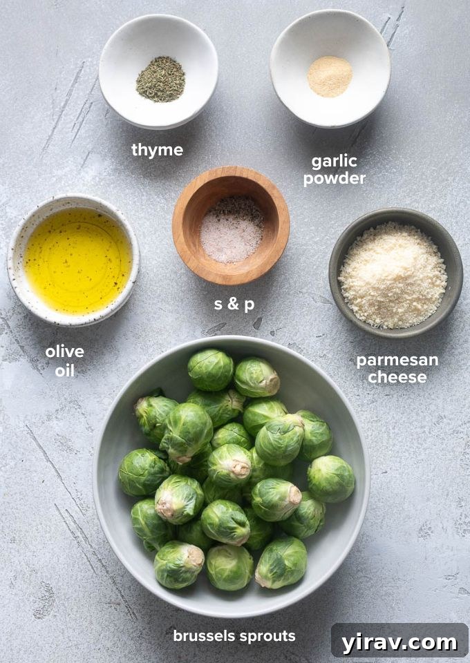Smashed brussels sprouts recipe ingredients.