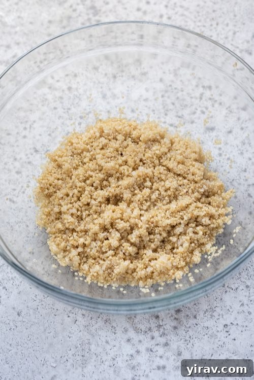 Cooked quinoa in a bowl