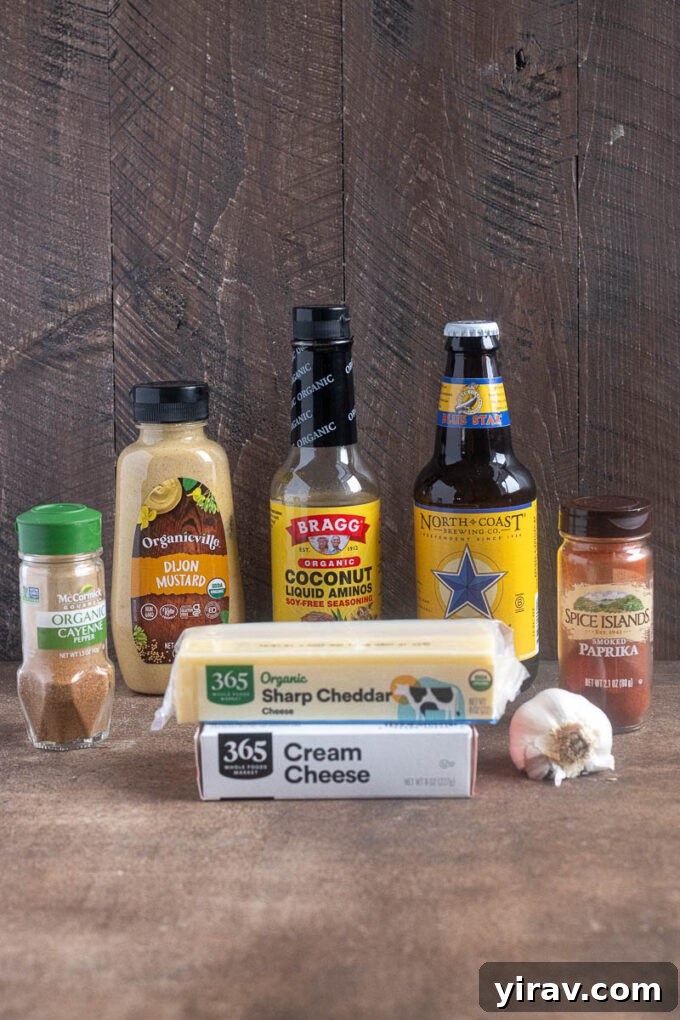 Artisan Cheddar Pub Spread 4 Pub cheese recipe ingredients.