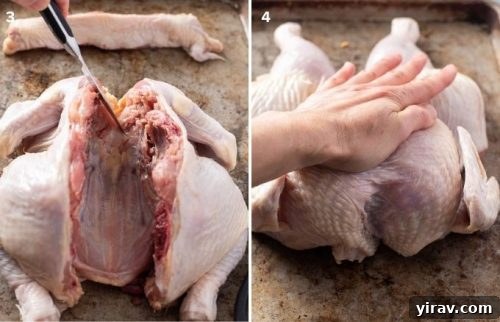 How to spatchcock a chicken collage -- flattening the chicken