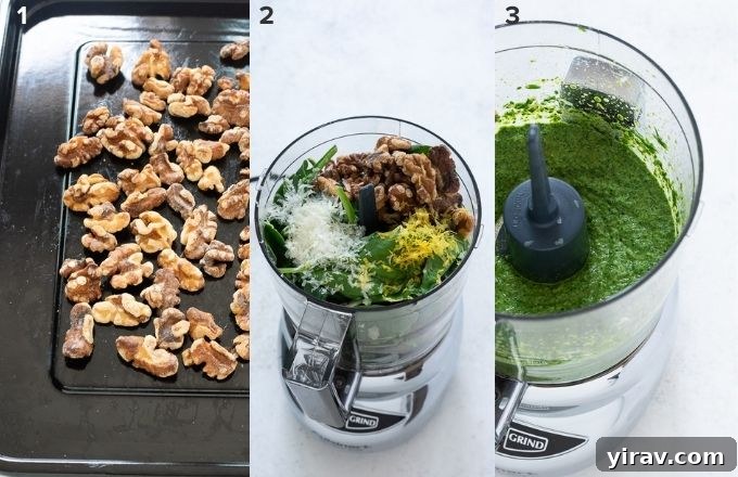 Vibrant Spinach Pesto 5 How to make spinach pesto collage