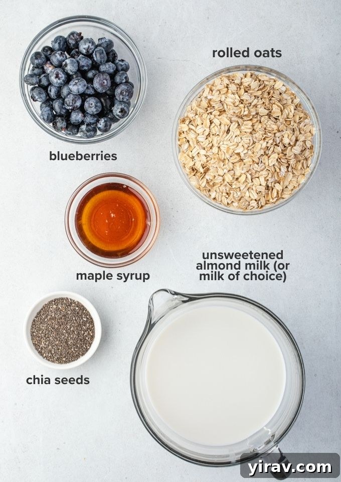 Blueberry overnight oats recipe ingredients