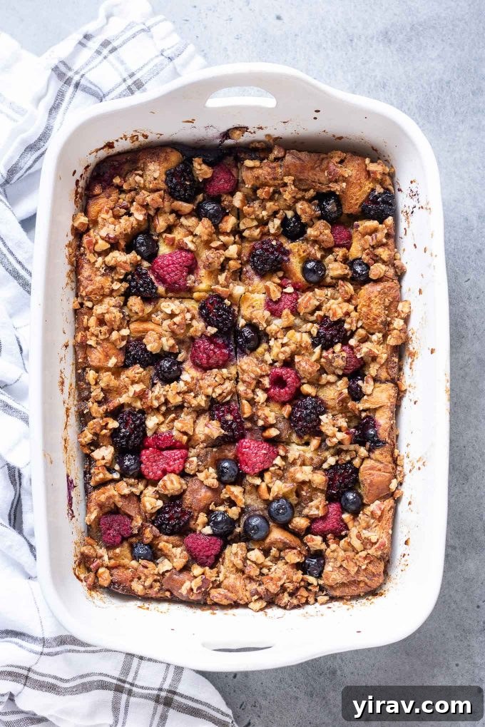 Overnight french toast casserole in baking dish