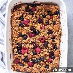 Overnight french toast casserole in baking dish