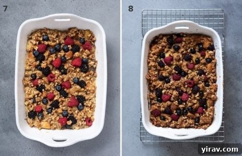 Overnight french toast casserole before and after baking