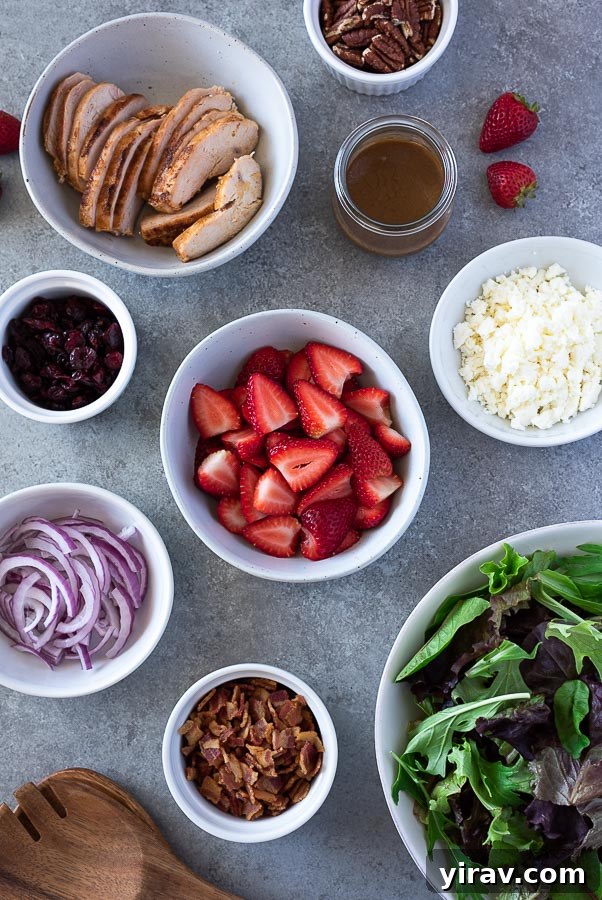 ingredients for strawberry fields salad