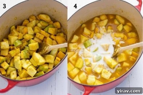 summer squash soup process collage 2