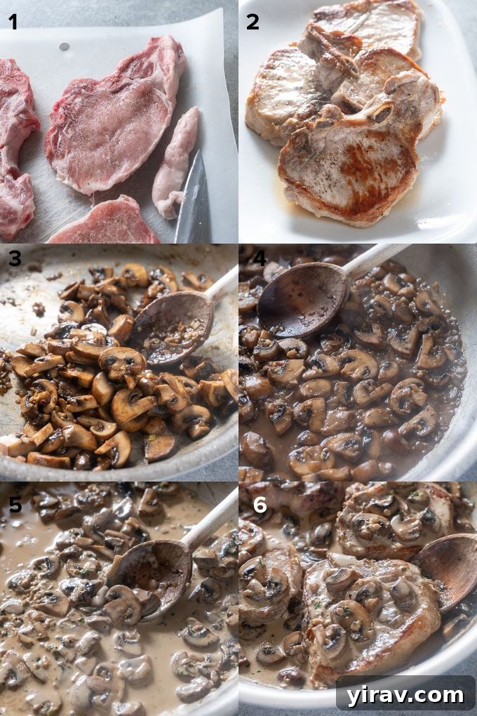 How to make pan seared pork chops with mushroom sauce