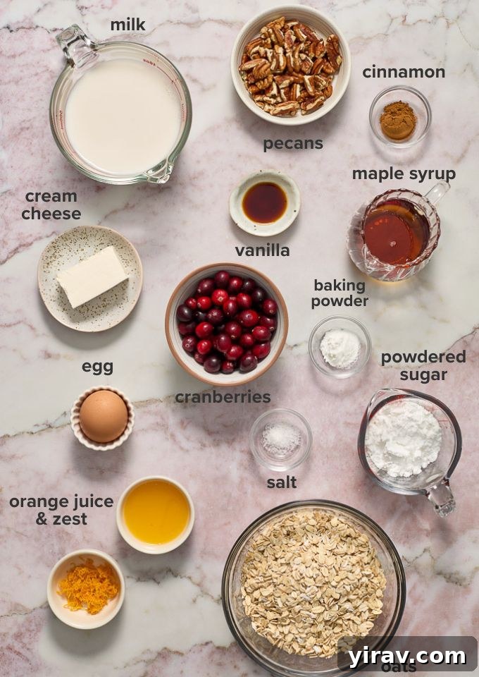 Cranberry oatmeal ingredients.