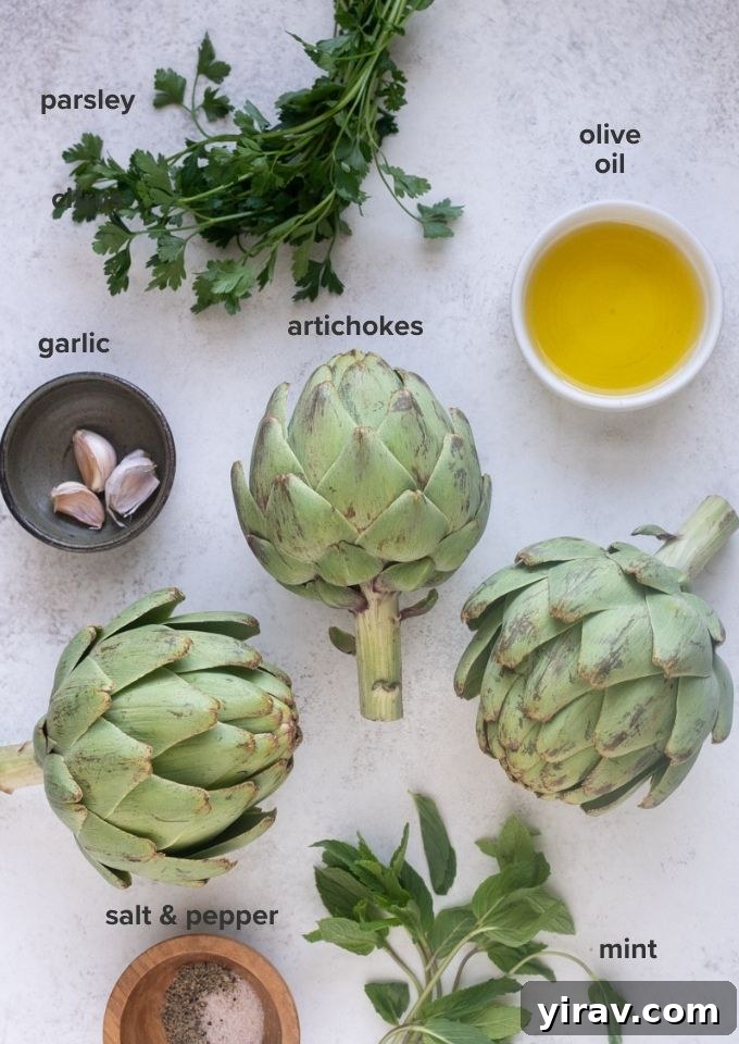 Roman artichokes recipe ingredients.