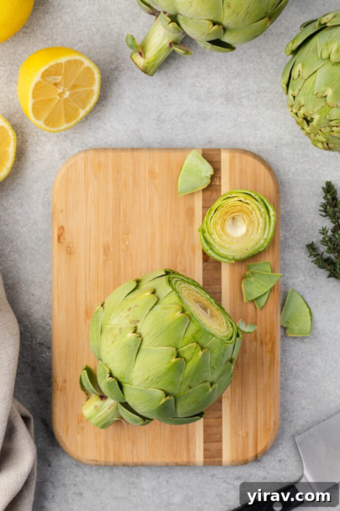 Artichoke with top cut off.