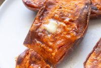 Crispy Roasted Sweet Potato Halves with Herbed Garlic Butter