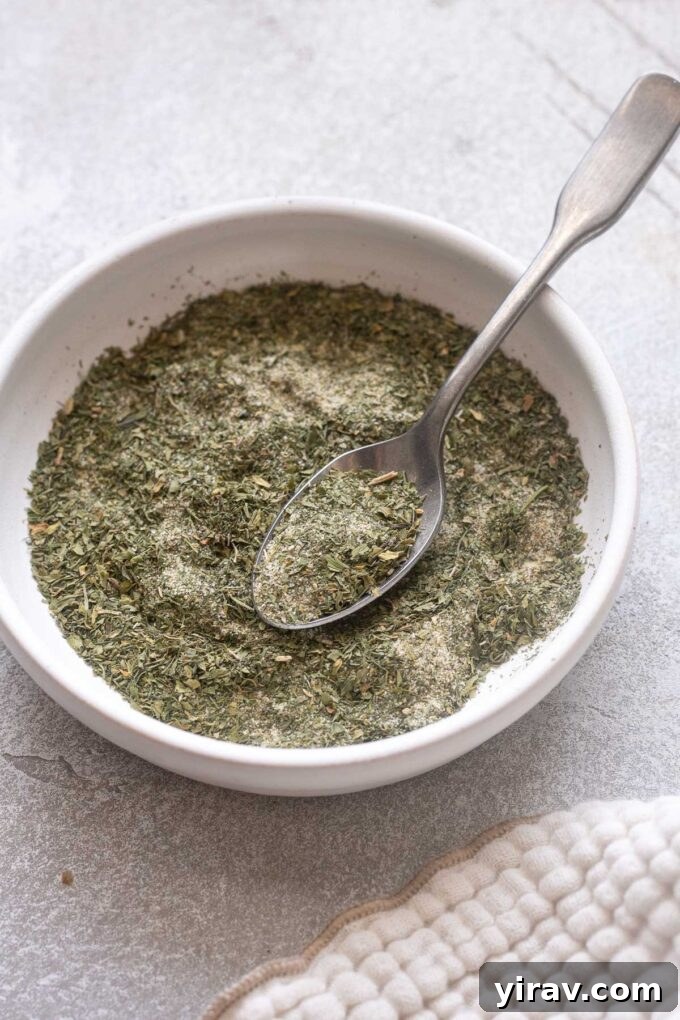 Homemade ranch seasoning showing dried herbs and spices.
